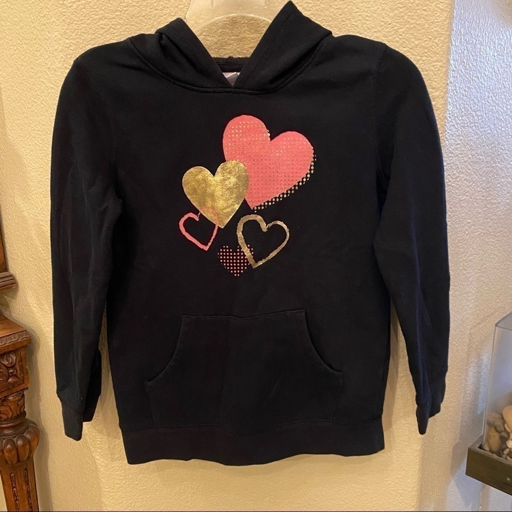 CIRCO Heart Black Hoodie Sweatshirt Size 10/12 Yrs